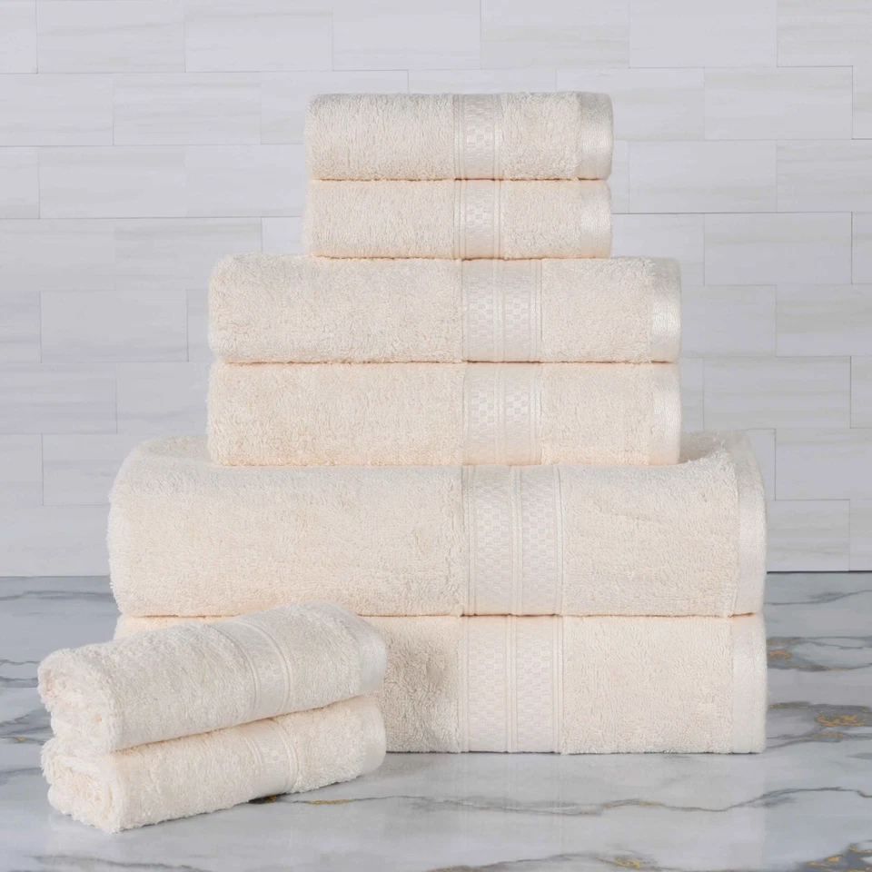 8 Piece Solid Lightweight Soft Highly Absorbent Quick Drying Modern Towel Set - Image 1 of 3