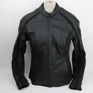 Women TRIUMPH Kate Sz M Black Leather Motorcycle Jacket Stretch Removable Armor - Picture 1 of 11