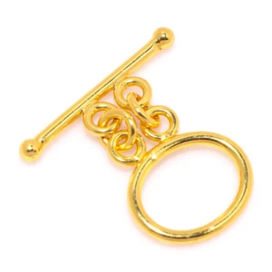 20 SET 18X28MM SOLID COPPER TOGGLE CLASP 2 STRAND 18K GOLD PLATED 582 - Picture 1 of 1