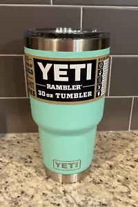 YETI DuraCoat Rambler 30 Oz Tumbler SEAFOAM Magslider Lid No Sweat NEW - Picture 1 of 6