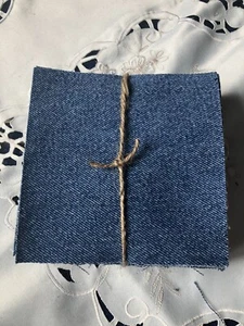 Hand Cut Denim Blue Jean Fabric Squares 5" X 5" Lot Of 25 For Rag Quilt Or Craft - Picture 1 of 4