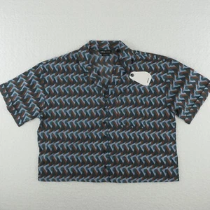 prAna Short Sleeve Iguala High Tide Retro Geo Button Up Shirt Womens Large - Picture 1 of 12