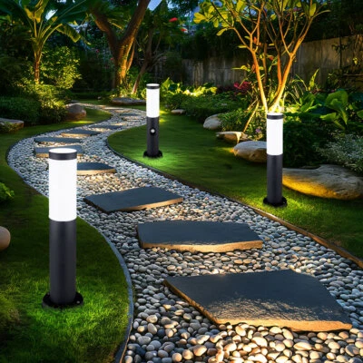 Außenleuchte Stehlampe Pollerleuchte Bewegungsmelder IP44 Edelstahl opal 3er Set - Bild 1 von 4