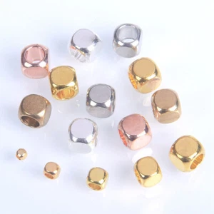 2mm 3mm 4mm 5mm 6mm Cube Brass Metal Gold/Silver Loose Spacer Beads DIY Jewelry - Picture 1 of 16