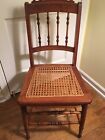Antique Carved Eastlake Victorian Cane Seat Dining Side Accent Chair