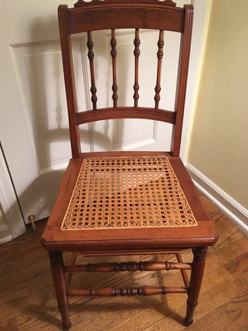 Antique Carved Eastlake Victorian Cane Seat Dining Side Accent Chair Cover