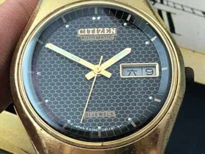 RELÓGIO MASCULINO AUTOMÁTICO VINTAGE CIDADÃO JAPONÊS mostrador em favo de mel 8200 35 mm - Imagem 1 de 4