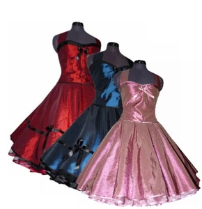 Taftkleid zum Petticoat bordeaux royal altrosa grün 50er Jahre Stil Jugendweihe - Bild 1 von 5