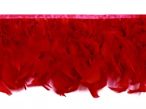 1 Yard – Red Chandelle Turkey Fluffy Feather Trim Halloween Costume Craft Supply - Picture 1 of 4