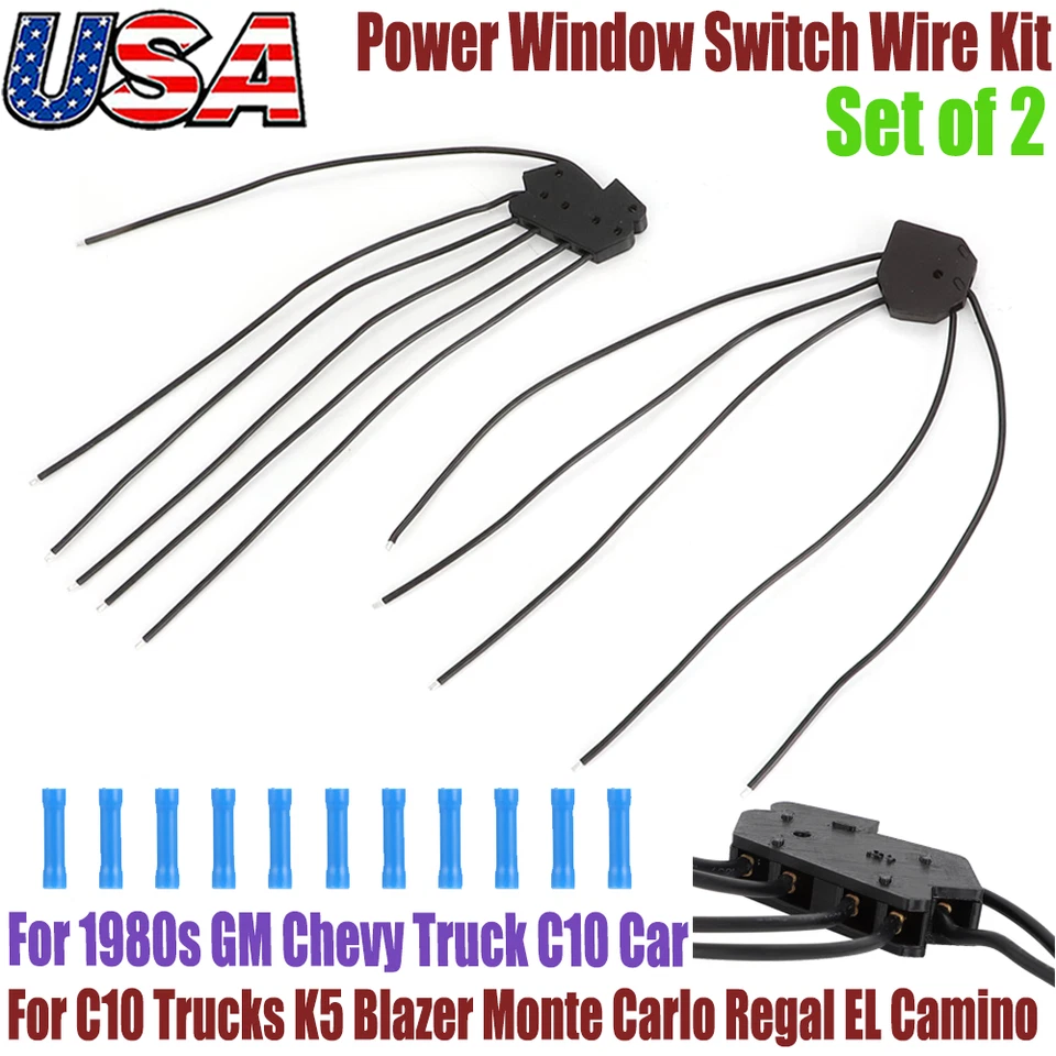 For 80s GM Power Window Switch Wire Plug Connector Pigtails C10 K5 Chevy Kit US - Image 1 of 4