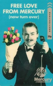 UK MERCURY Free Love from Mercury (now turn over) Harry Enfield Phone Card RARE - Picture 1 of 2