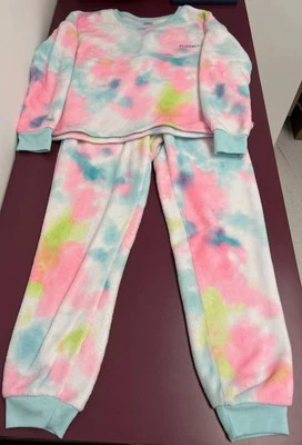 Justice Sleep Girls XL 16-18 Pajamas Set 2 Pcs Multicolor Logo Super Cozy Velour - Image 1 of 4