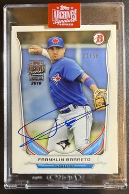 2019 TOPPS ARCHIVES SIGNATURE FRANKLIN BARRETO 2014 AUTO /36  TORONTO BLUE JAYS - Image 1 of 4