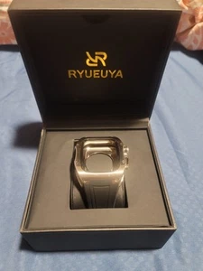 RYUEUYA Apple Watch Case 5021M Silver Steel Rubber Band | Luxury 44mm/45mm - Picture 1 of 9
