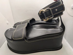 Neous Black Leather Platform (~2.25") Sandals Women’s Size 37 (~US 6.5-7) EUC - Picture 1 of 12
