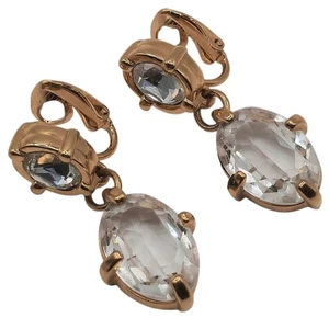 Swarovski Grobe Clip On Ohrringe Klar Kristall Oval Tropfen Goldfarben - Bild 1 von 6
