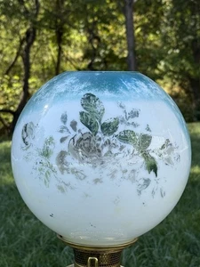 Lámpara de aceite de vidrio satinado pintado a mano pantalla de bola diseño floral FALTA PINTURA - Imagen 1 de 21