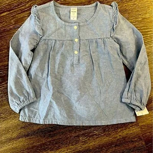 Carter’s Denim Style 100% Cotton Peplum Ruffled Top NEW 4T - Picture 1 of 4