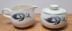 Vintage Rhythm by Homer Laughlin "LOTUS HAI" Sugar Bowl W/ Lid & Creamer - Picture 1 of 13