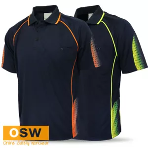 Mens Galaxy Sublimated Galaxy Design Hi-Vis Piping Work Tradies Polo Shirt 5218 - Picture 1 of 6