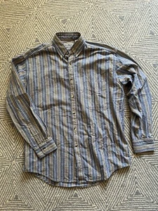 Vintage LL Bean Long Sleeve Button Shirt - Blue/Yellow/White - Medium - Zdjęcie 1 z 5