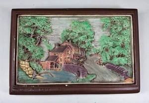 Vntg Chalware Frame 3D Art The Olde Mill 1978 Continental Studios of GA Signed - Picture 1 of 8