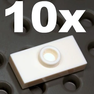 NEW LEGO - PLATES - Modified - 1 Stud in Center (Jumper) 1 x 2 White x10  - Picture 1 of 1