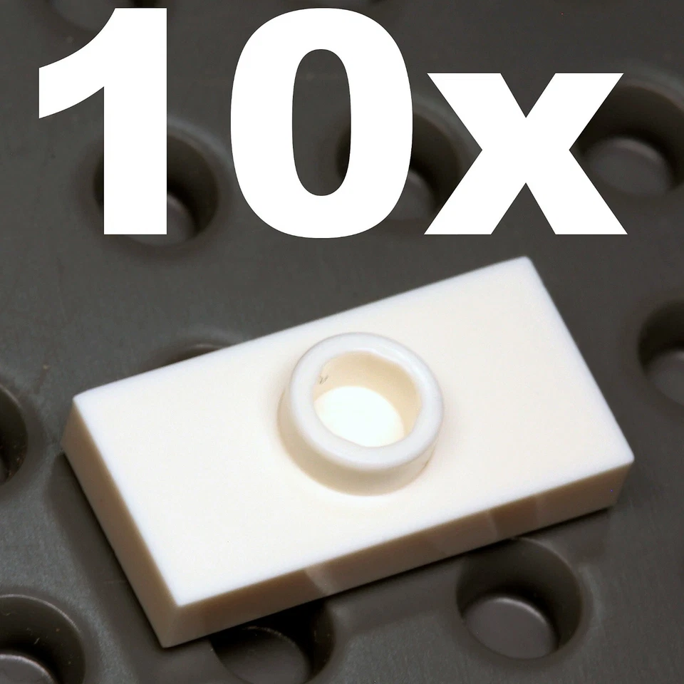 NEW LEGO - PLATES - Modified - 1 Stud in Center (Jumper) 1 x 2 White x10  - Image 1 of 1