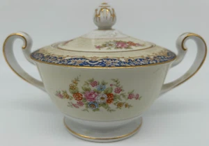 Noritake Sugar Bowl with Lid~Dark Blue Band~Rose Floral~Gold Trim~Vintage China - Picture 1 of 9