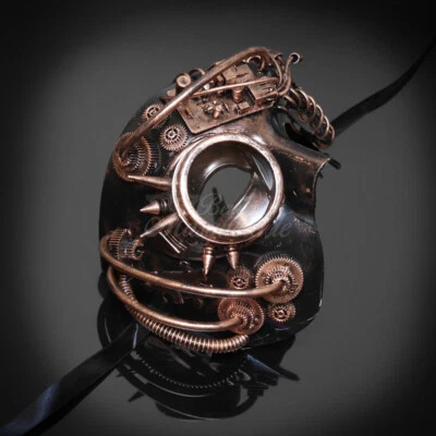 Men's Steampunk Mad Scientist Phantom Halloween Costume Masquerade Mask [Copper] - Image 1 of 4