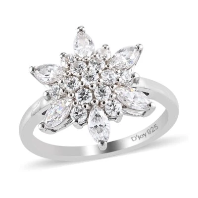 Sterling Silver Flower American Diamond Sterling Silver Floral Ring for Women - Image 1 of 4