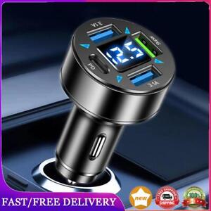 Blue Light Quick Charge Adapter QC 3.0 66W Car Charger 4-Port for iPhone Samsung