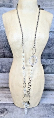 Collar Largo Saqueo Bronce Danielle Pray Boho Rosa Imitación Perlas Joyería NUEVO EN CAJA Foto 1 de 4