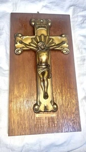 Large 14" X 8"  Bronze Jesus Christ Statue on Cross Dated March 27, 1904 - Picture 1 of 12