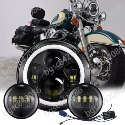 Faros LED y luces de paso FLSTC clásicos para Harley Davidson Heritage Softail Foto 1 de 4