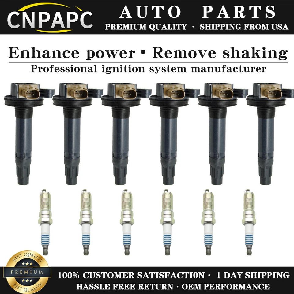 CNPAPC Ignition Coil & Spark Plugs For 2011-2018 Ford F150 Explorer UF646&SP-534 - Imagem 1 de 4
