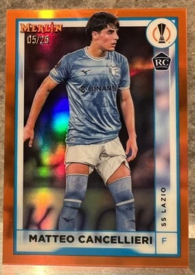Orange Refractor  22-23 Topps Merlin UEFA Matteo Cancellieri #d 5/25 Rookie Card - Image 1 of 2