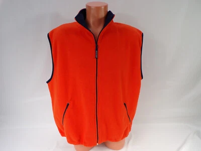 Chaleco polar cabeza de pato vintage para hombre L naranja cremallera completa 2 bolsillos con cremallera dobladillo elástico H22 Foto 1 de 4