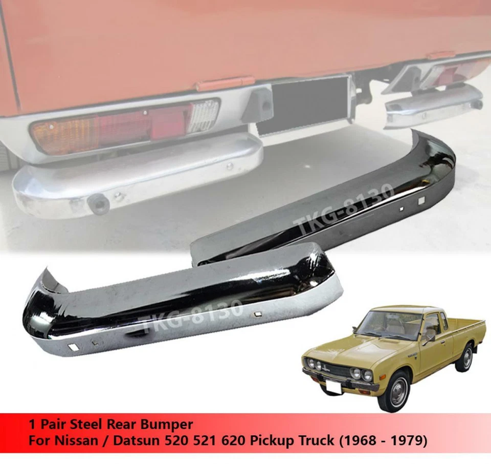 1 Pair Steel Rear Bumper For Nissan Datsun 520 521 620 Pickup 1968- 1979 - Imagem 1 de 4