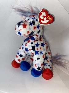 2003 TY Beanie Baby "Lefty 2004" Retired Patriotic Red, White, & Blue Horse - Picture 1 of 3