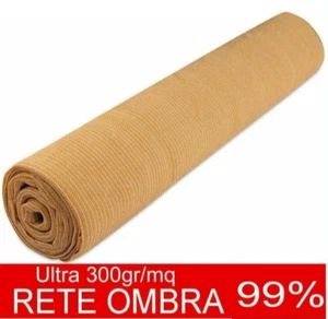 Rete Ombreggiante ULTRA 99% BEIGE Telo Vela Ombra Frangisole Frangivista 300Gr - Foto 1 di 6