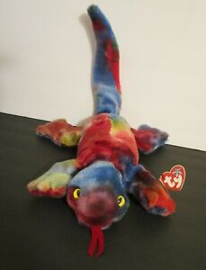 TY BEANIES BUDDIES LIZZY BLUE HEAD TIE DYED LIZZARD 21"LONG 1999 ORIGINAL TAG
