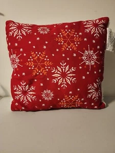 Christmas Holiday Red Snowflake Decorative Throw Pillow - Picture 1 of 5