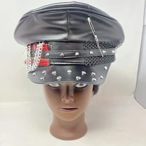 Goth Punk Black Faux Leather Daddy Spikes Halloween Pins Dress Up Festival - Picture 1 of 9