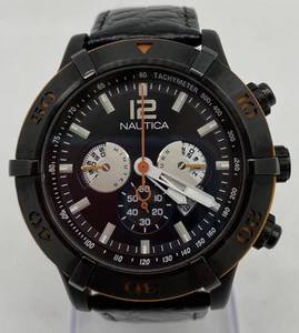 Nautica Chronograph Men's Watch Black Dial Case 43mm Quartz Stainless Steel - Picture 1 of 16