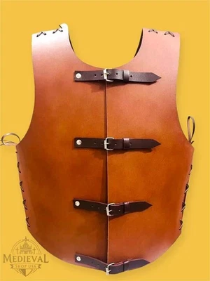 Medieval Leather Knight Armor Breastplate Vest LARP Cosplay Renaissance Costume - Image 1 of 4