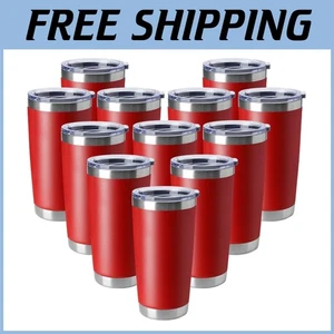 Tazzine da caffè in acciaio inox, 20 oz - rosso, confezione da 12 - Foto 1 di 8