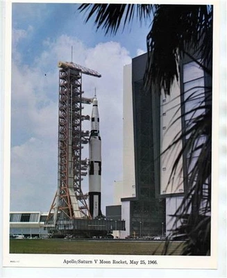 2 NASA Apollo Saturn V Moon Rocket Photo May 25, 1966 Day & Night  - Image 1 of 4