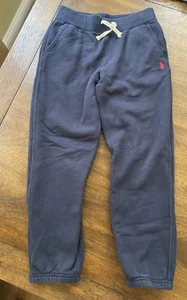 Polo Ralph Lauren 10/12 M Kids Navy Blue Fleece Knit Sweatpants Joggers Red Pony - Picture 1 of 11
