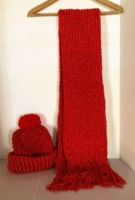 Juego de Bufanda y Sombrero Pullon Hecho a Mano, Adulto, Cómodo, Doble Capa para Calidez Foto 1 de 4